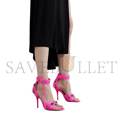 BALENCIAGA CAGOLE EMBELLISHED CRINKLED-LEATHER SANDALS 